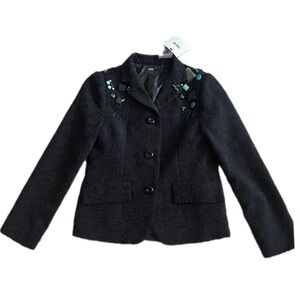 NWT ASOS Black Blazer Beaded and Stone Detail / Black Brocade Blazer Fitted